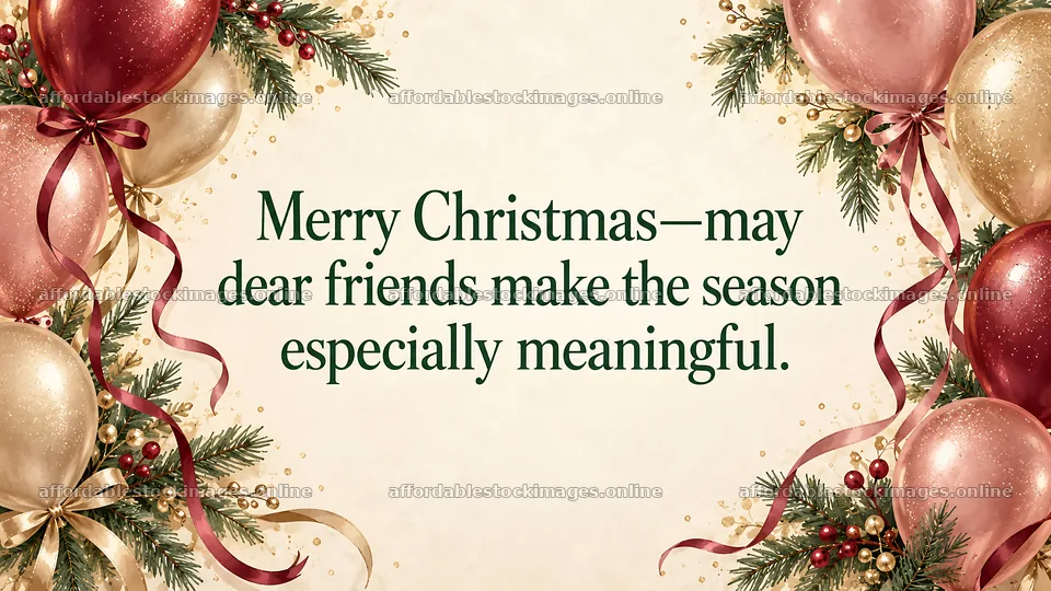 Christmas Greeting Card with Evergreen and Baubles – stock images 10324x5812