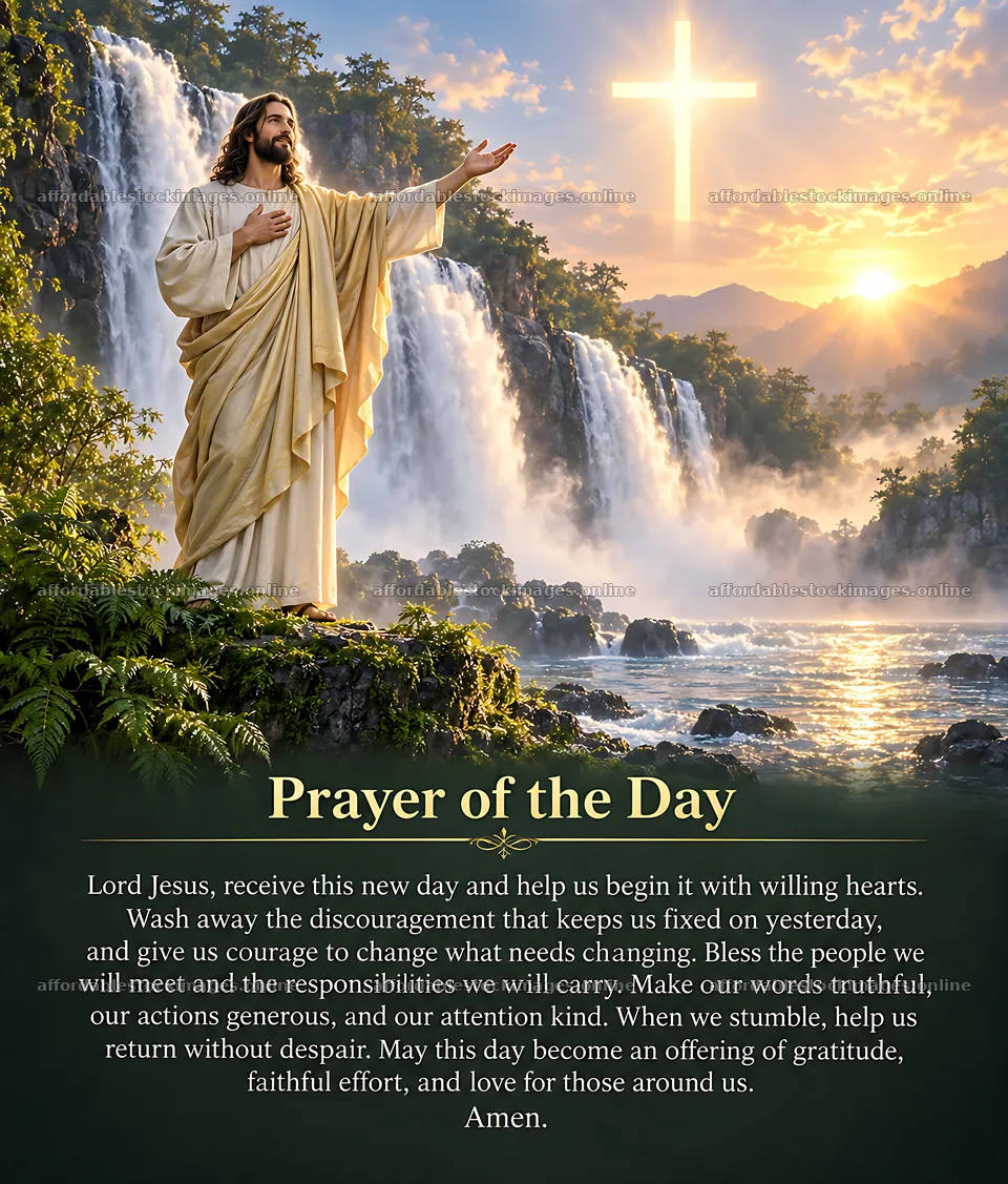 New day at the waterfall scene – stock images 7326x8598