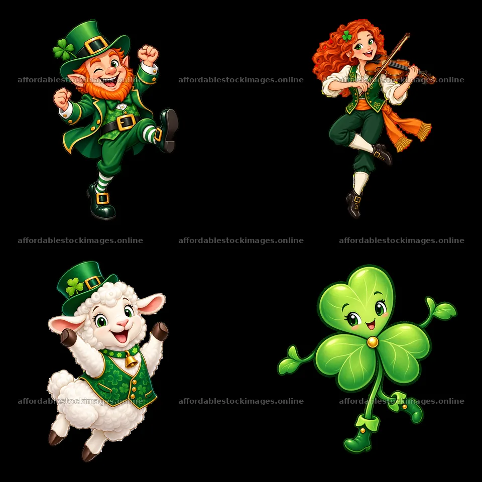 Celebrating St. Patrick's Day with fun characters and symbols – stock images 7746x7746