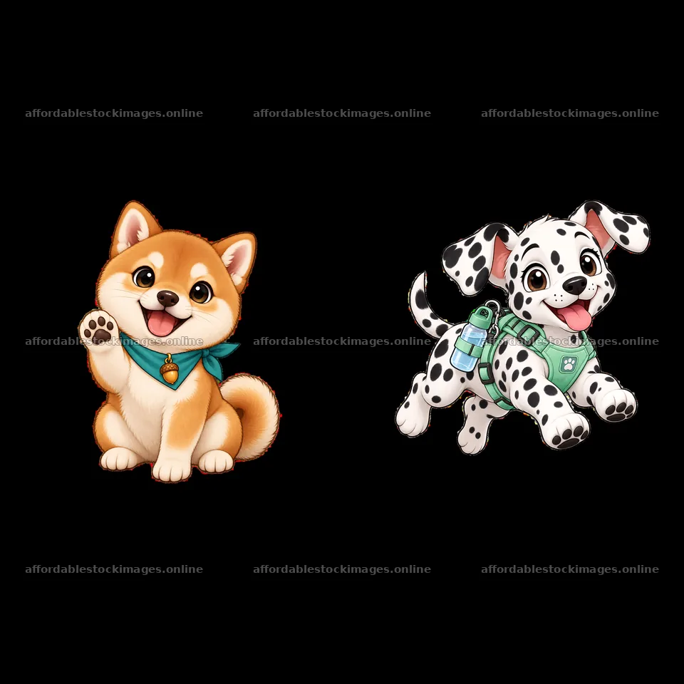 K-9 dogs with a friendly wave and playful expression – stock images 7746x7746