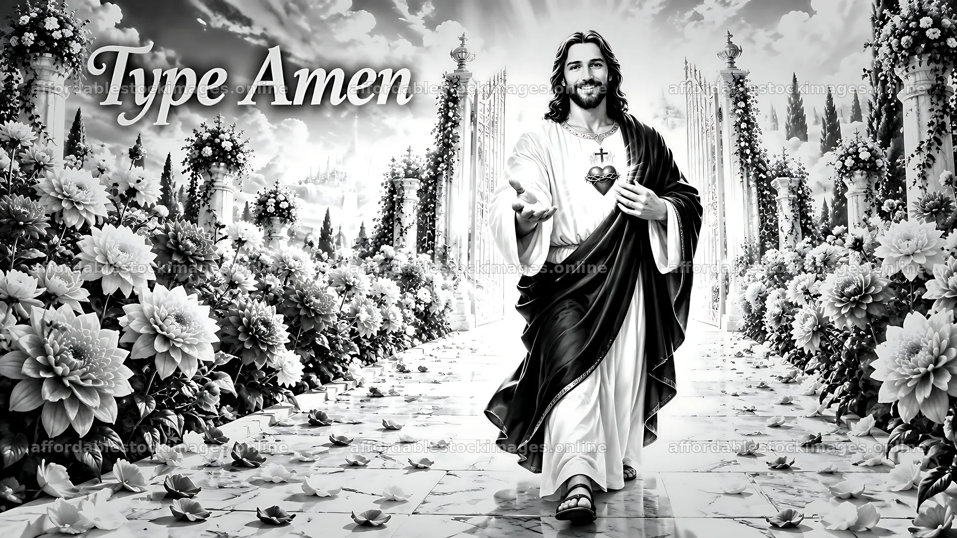 Dahlia processional walk with jesus in floral setting – stock images 10580x5954