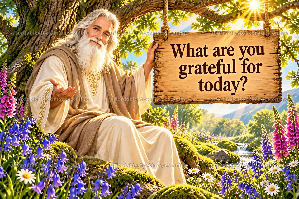 Jesus Christ inviting gratitude in a natural setting – stock images 9487x6325