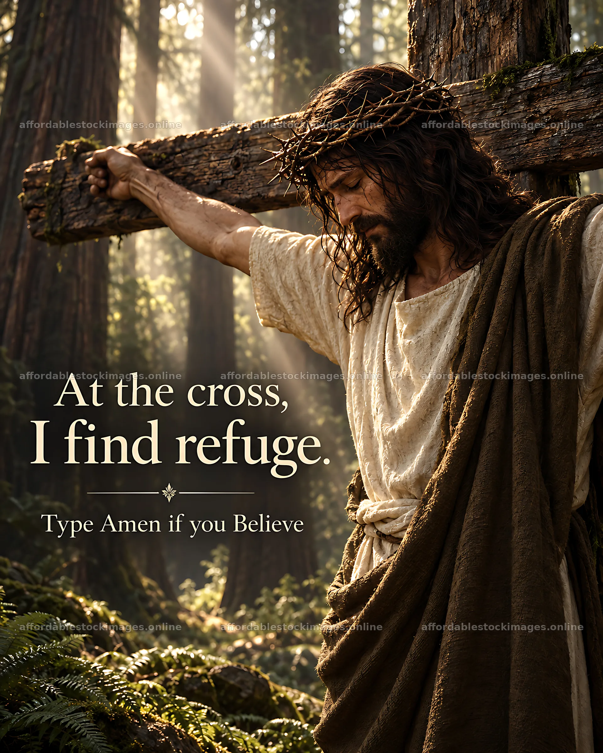 Refuge at the cross in the cedar forest – stock images 7100x8872