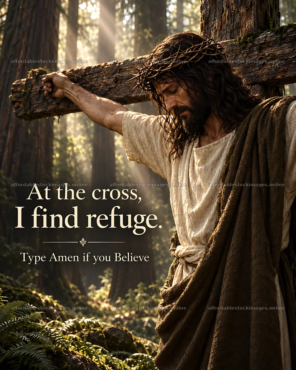 Refuge at the cross in the cedar forest – stock images 7100x8872