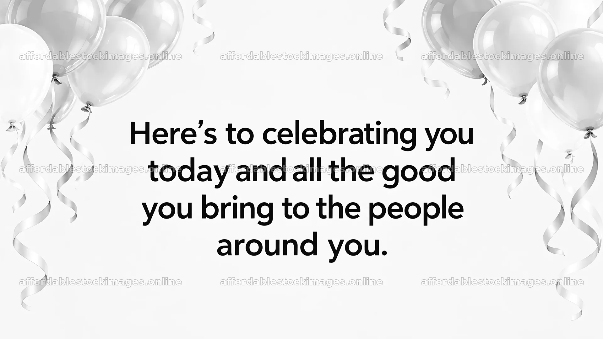 Black and White Birthday Greeting with Balloons – stock images 10324x5812