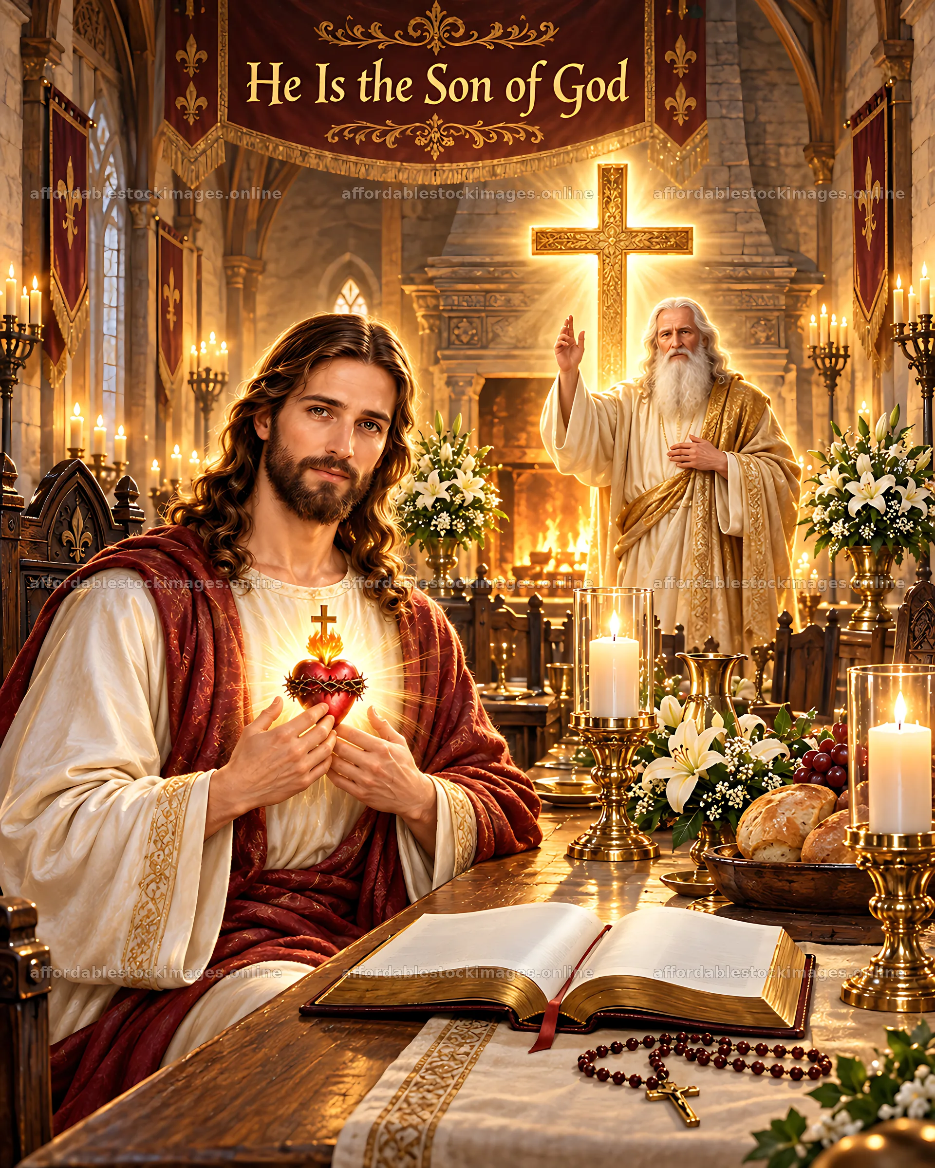 Communion in the Pilgrim Hall event with Jesus and God – stock images 7100x8872