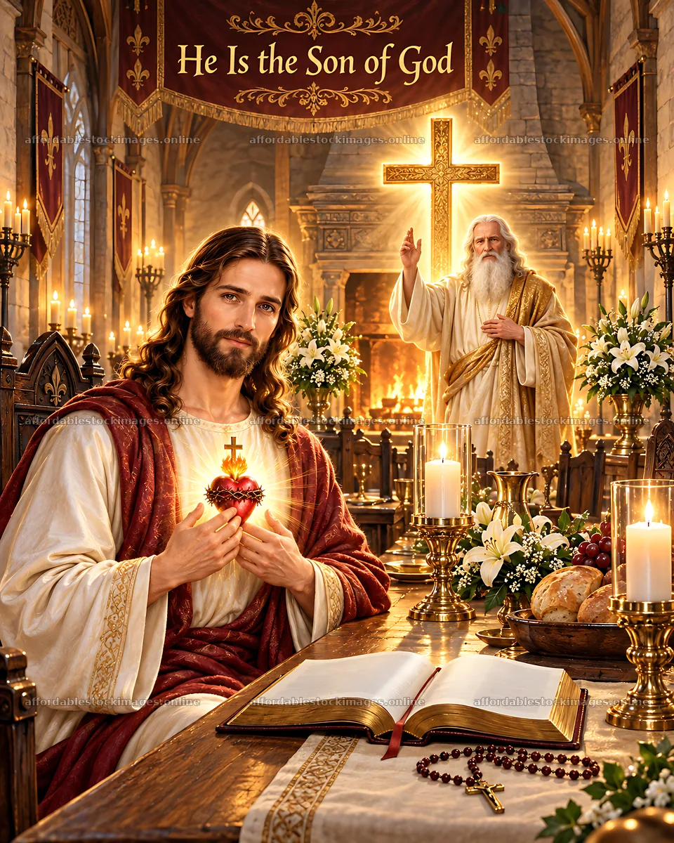 Communion in the Pilgrim Hall event with Jesus and God – stock images 7100x8872