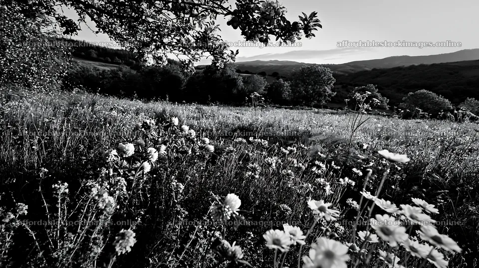 Apple tree meadow with wild thyme and lights in the foreground – stock images 10608x5938