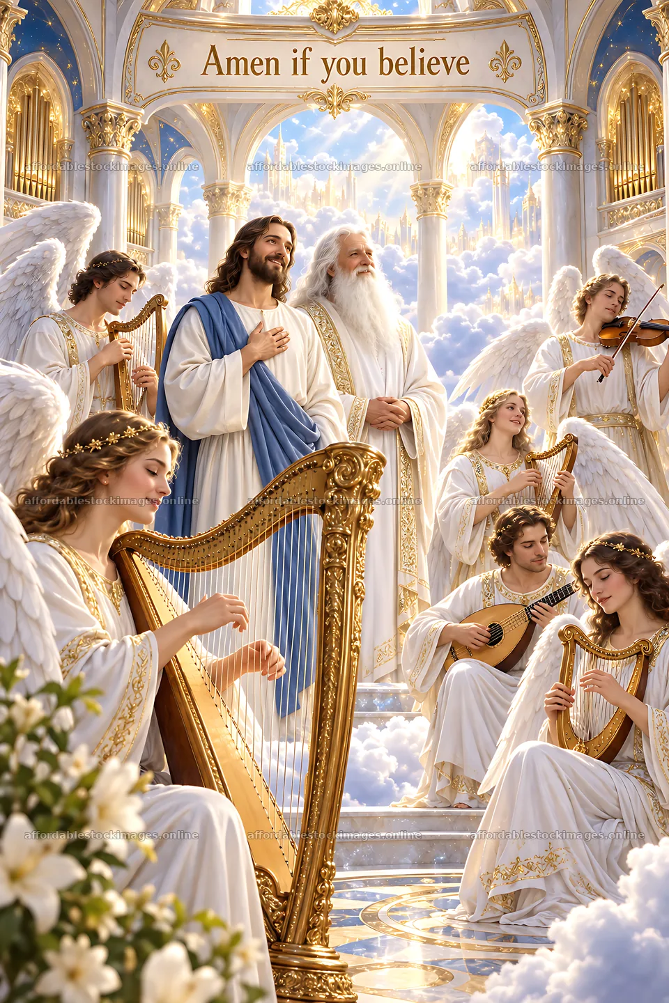 Music and angels in the Hall of Sacred Music during a divine – stock images 6480x9722
