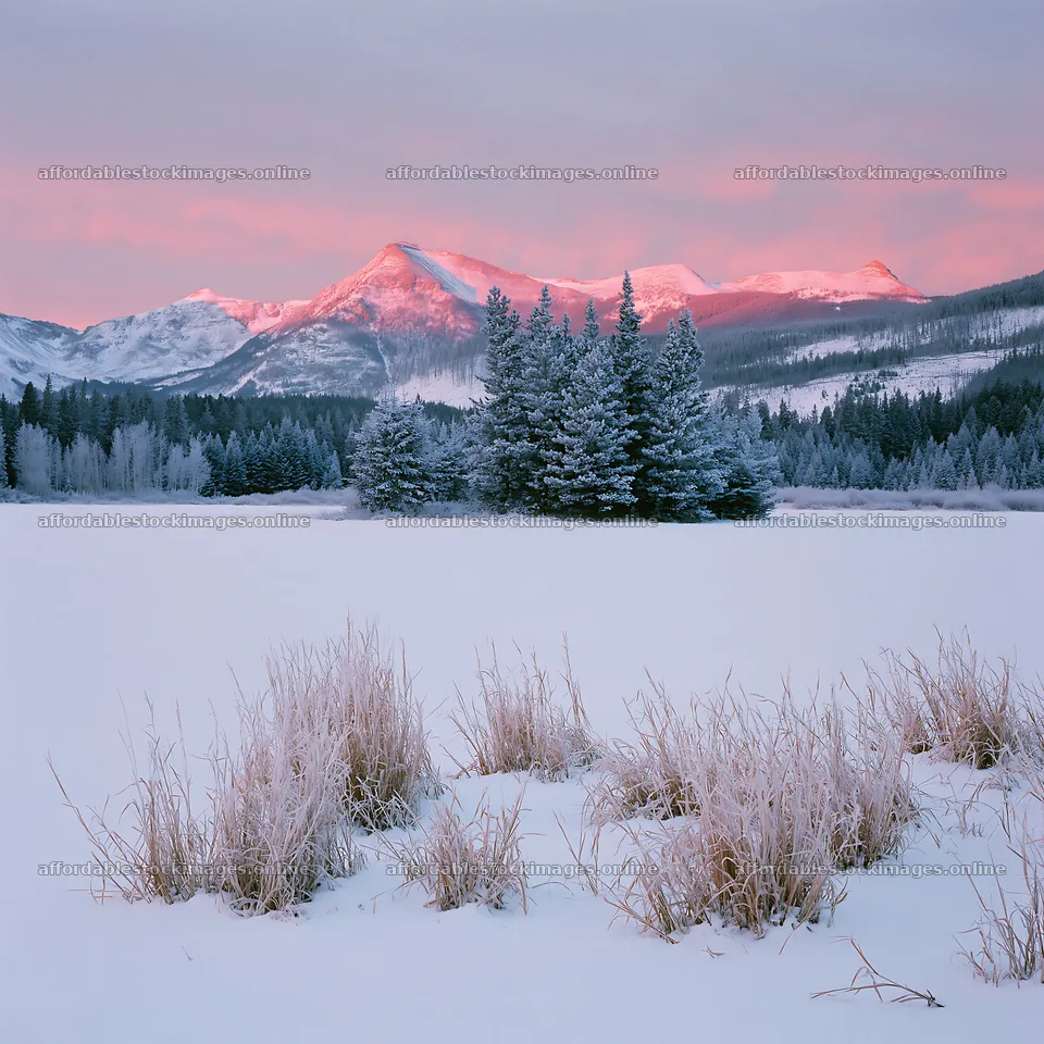Snowy meadow in Rocky Mountain Park at sunrise – stock images 7938x7938