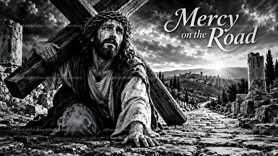 Mercy on the road through the ancient landscape – stock images 10580x5954