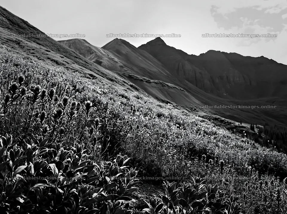 Paintbrush lupine meadow on mountain slope during daytime – stock images 9174x6866