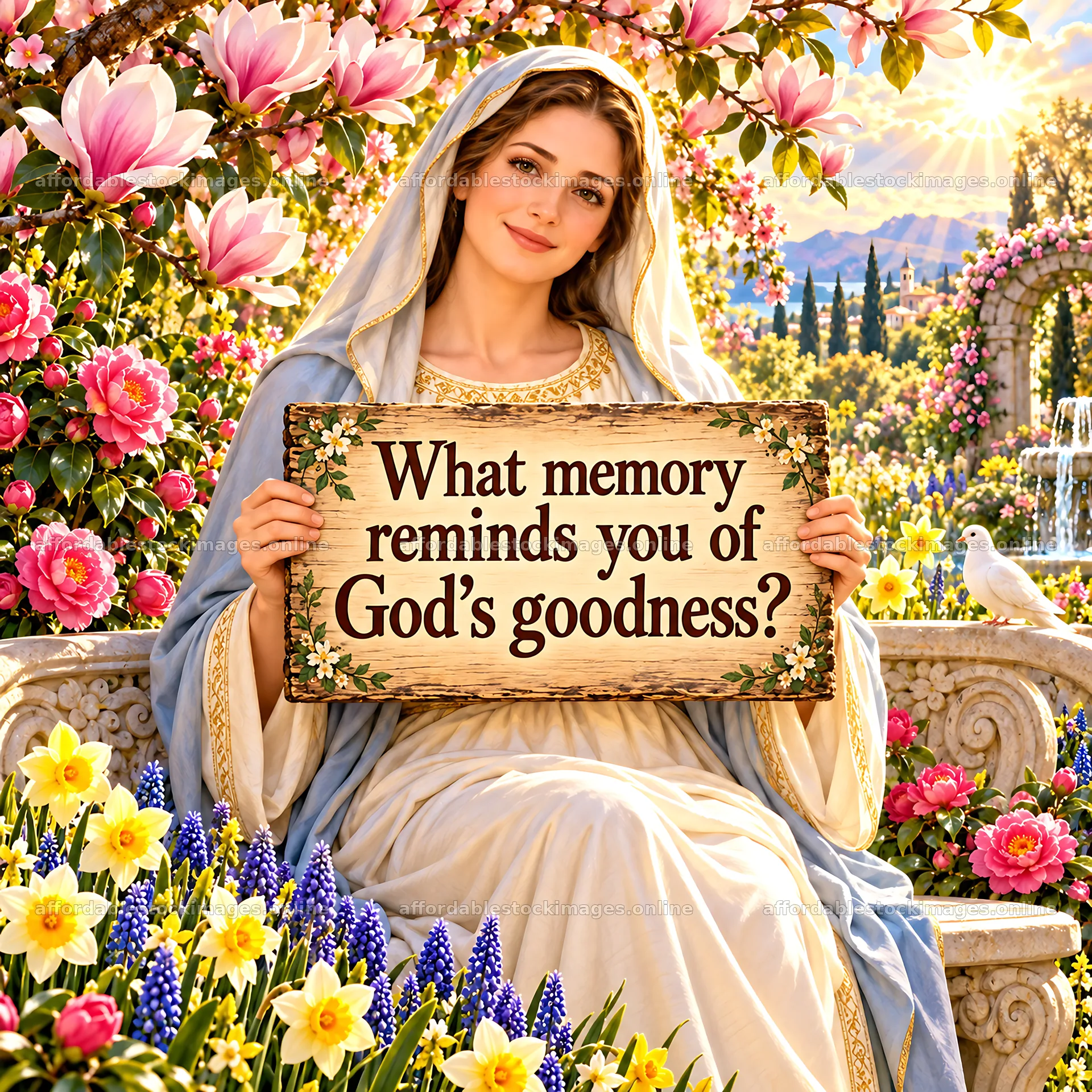 Jesus Christ inviting reflection on God's goodness – stock images 7746x7746