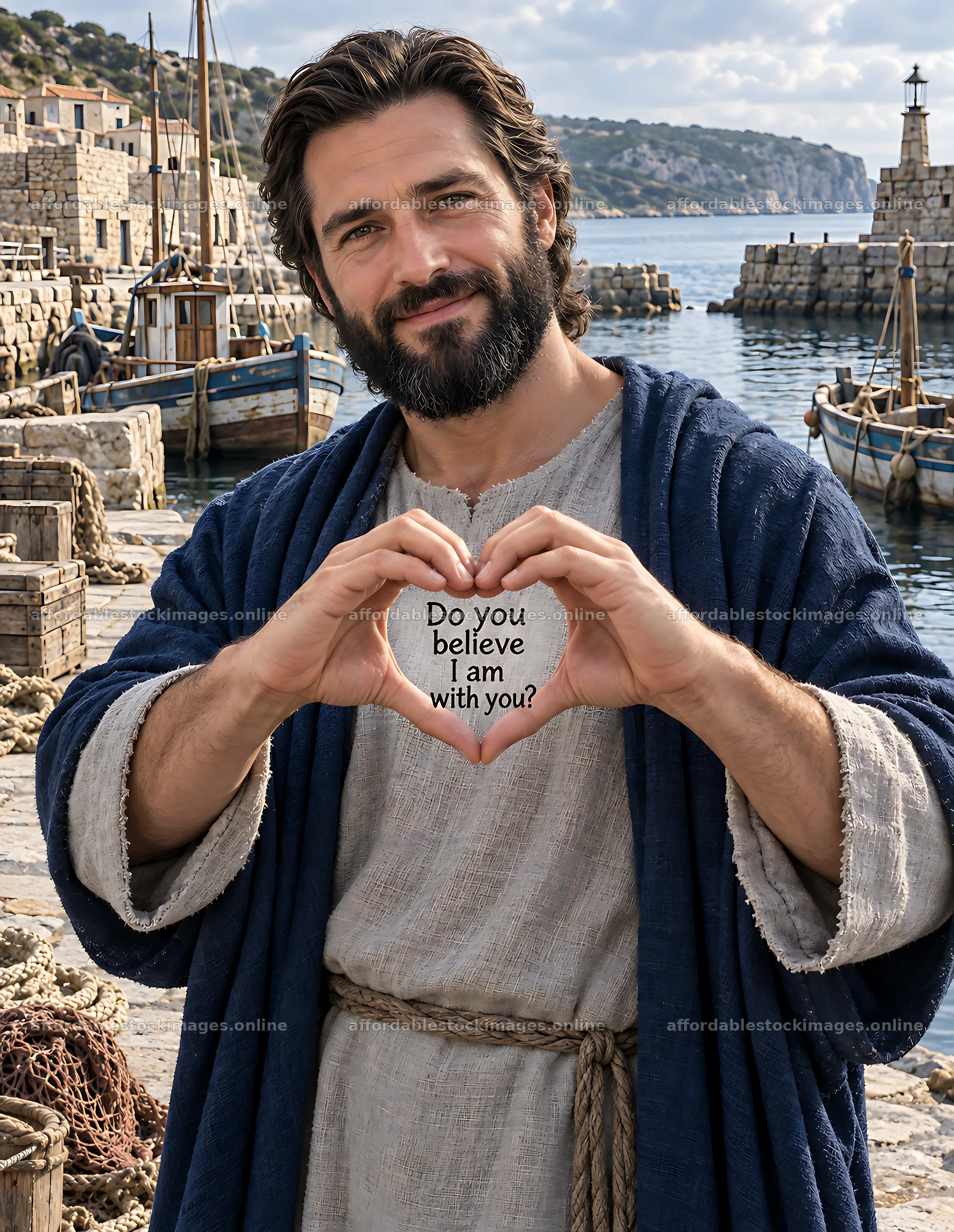 Heart gesture at a harbor with boats and stone docks – stock images 6986x9018