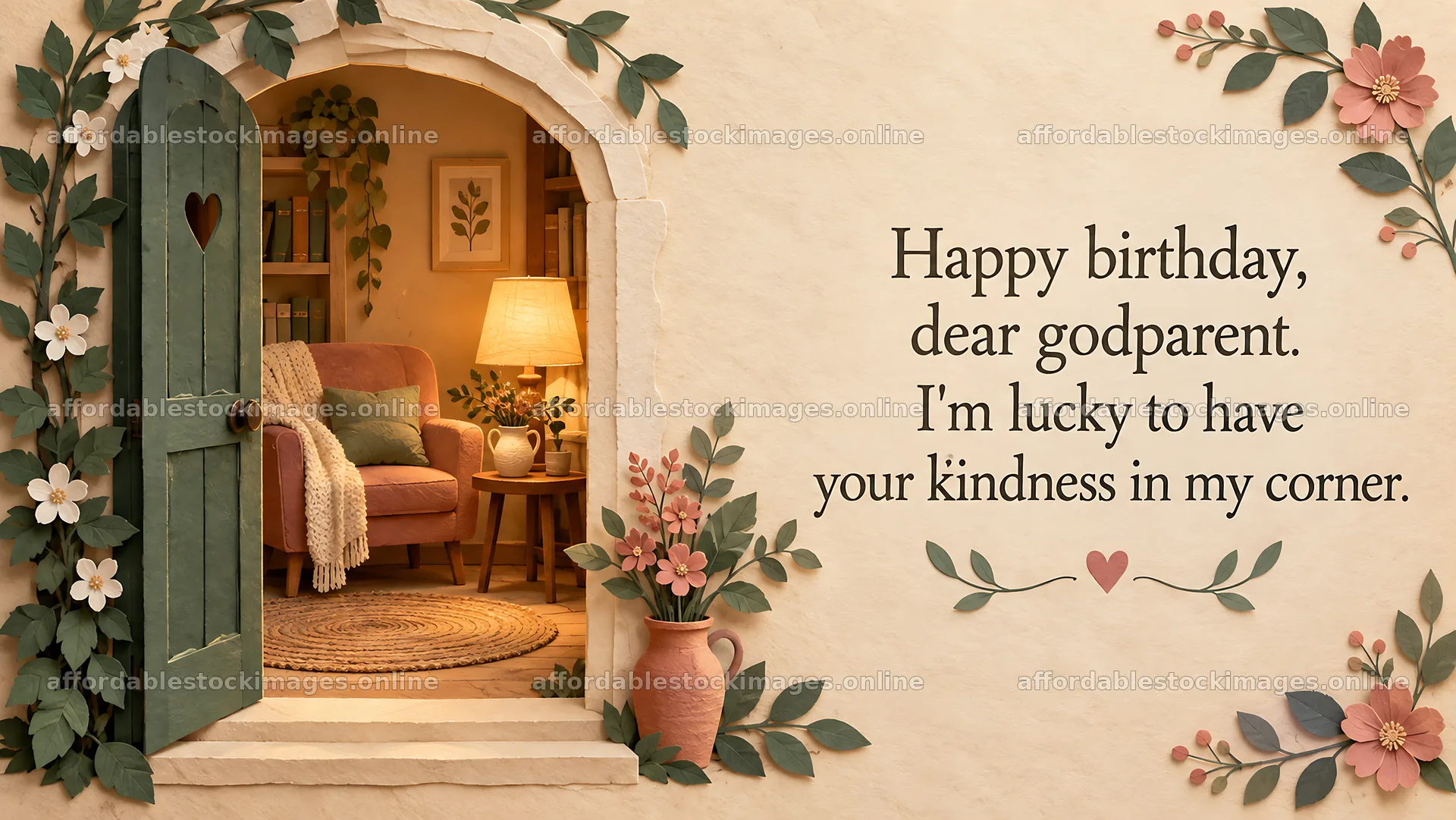Birthday Card for a Kind Godparent – stock images 10324x5812