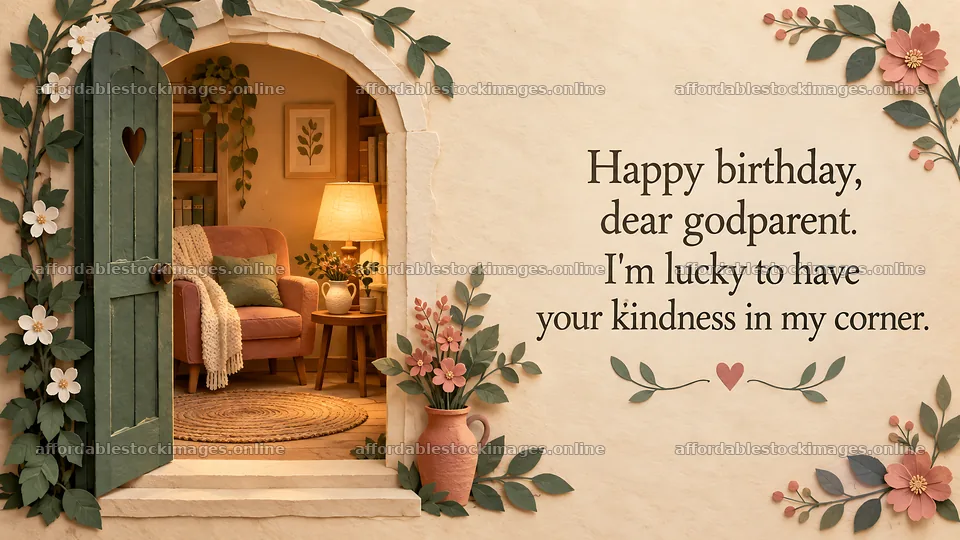 Birthday Card for a Kind Godparent – stock images 10324x5812