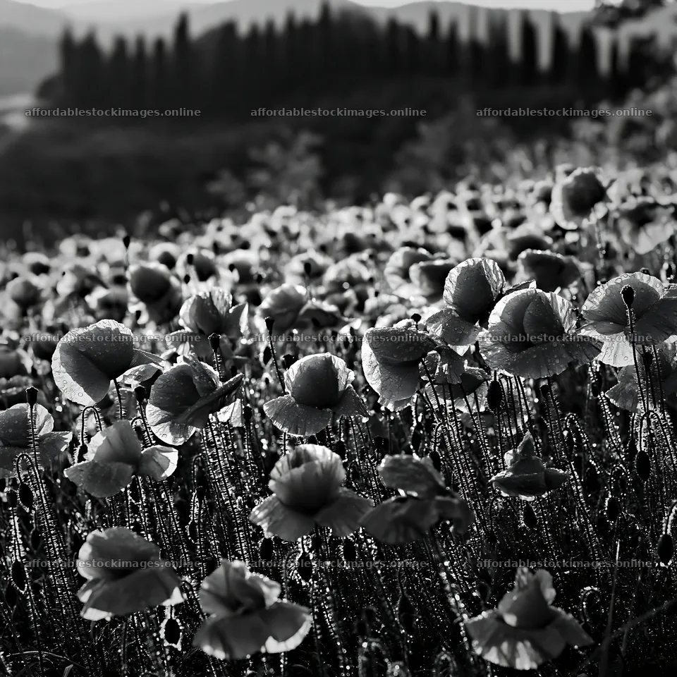 Rainwashed meadow with red poppy flowers under sunlight – stock images 7938x7938
