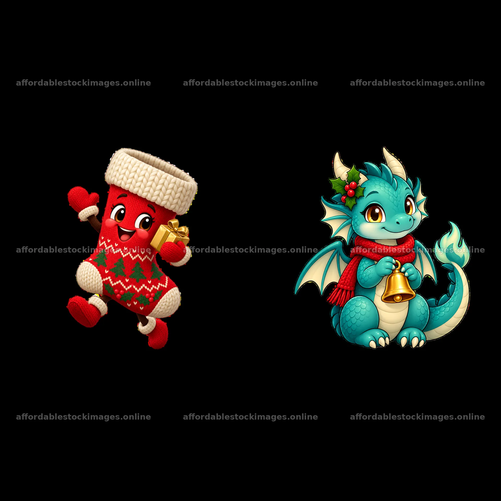 Two isolated cartoon figure stickers – stock images 7746x7746