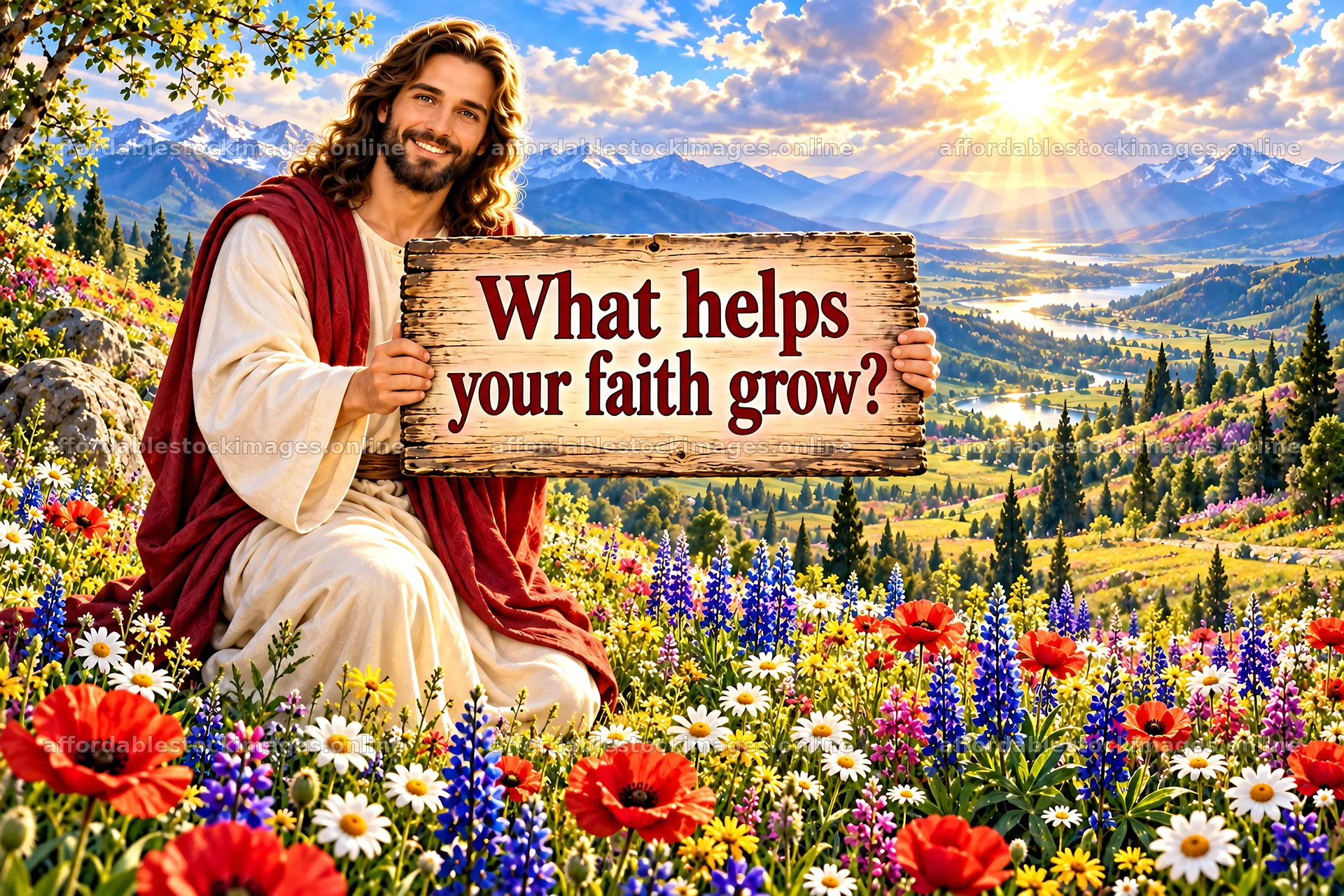Jesus Christ asking what helps your faith grow – stock images 9487x6325