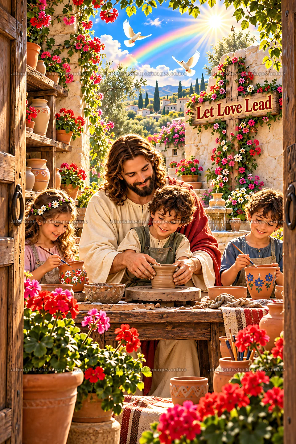 Patience at the Pottery House with children and an adult – stock images 6480x9722