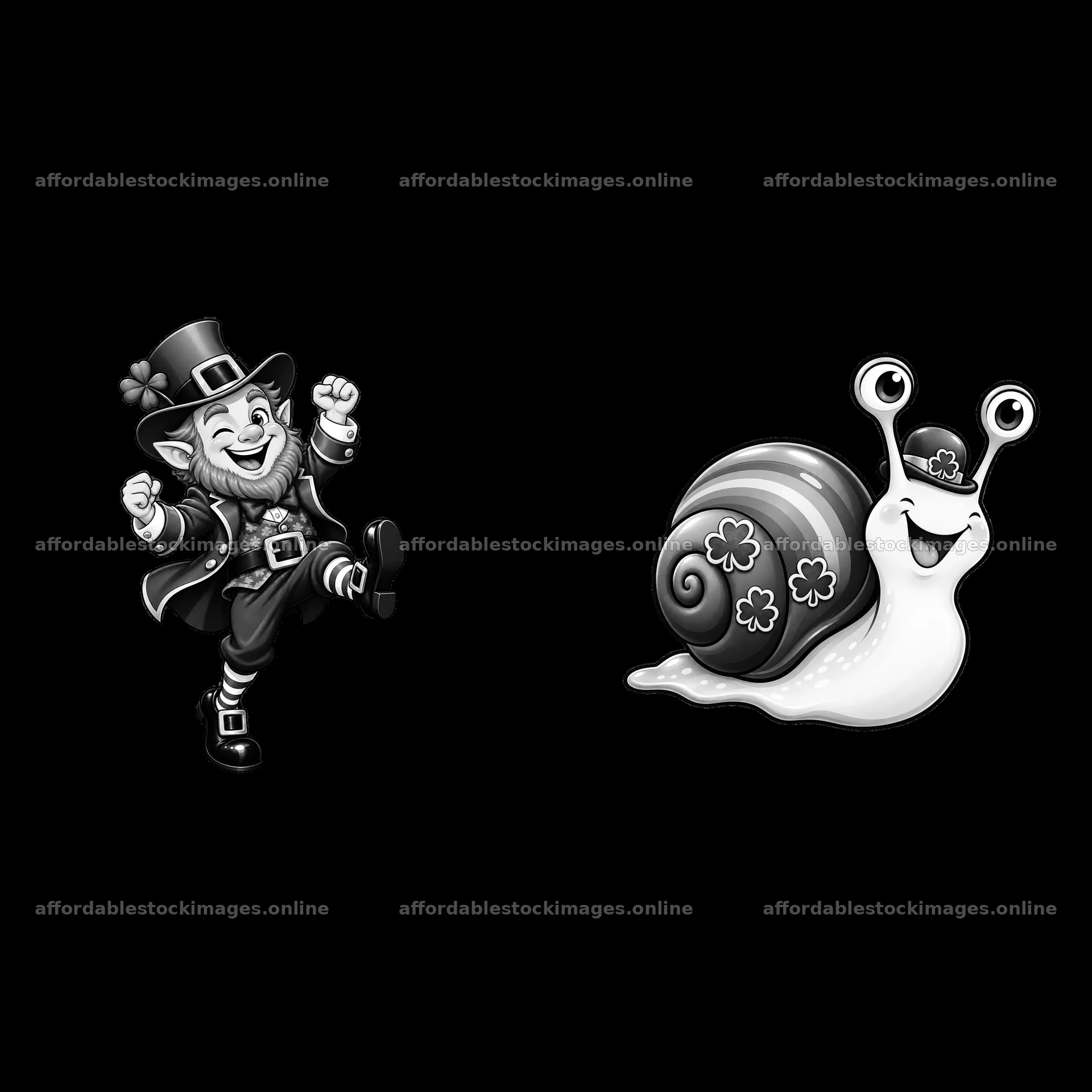 Leprechaun celebrating with snail on St. Patrick's Day – stock images 7746x7746
