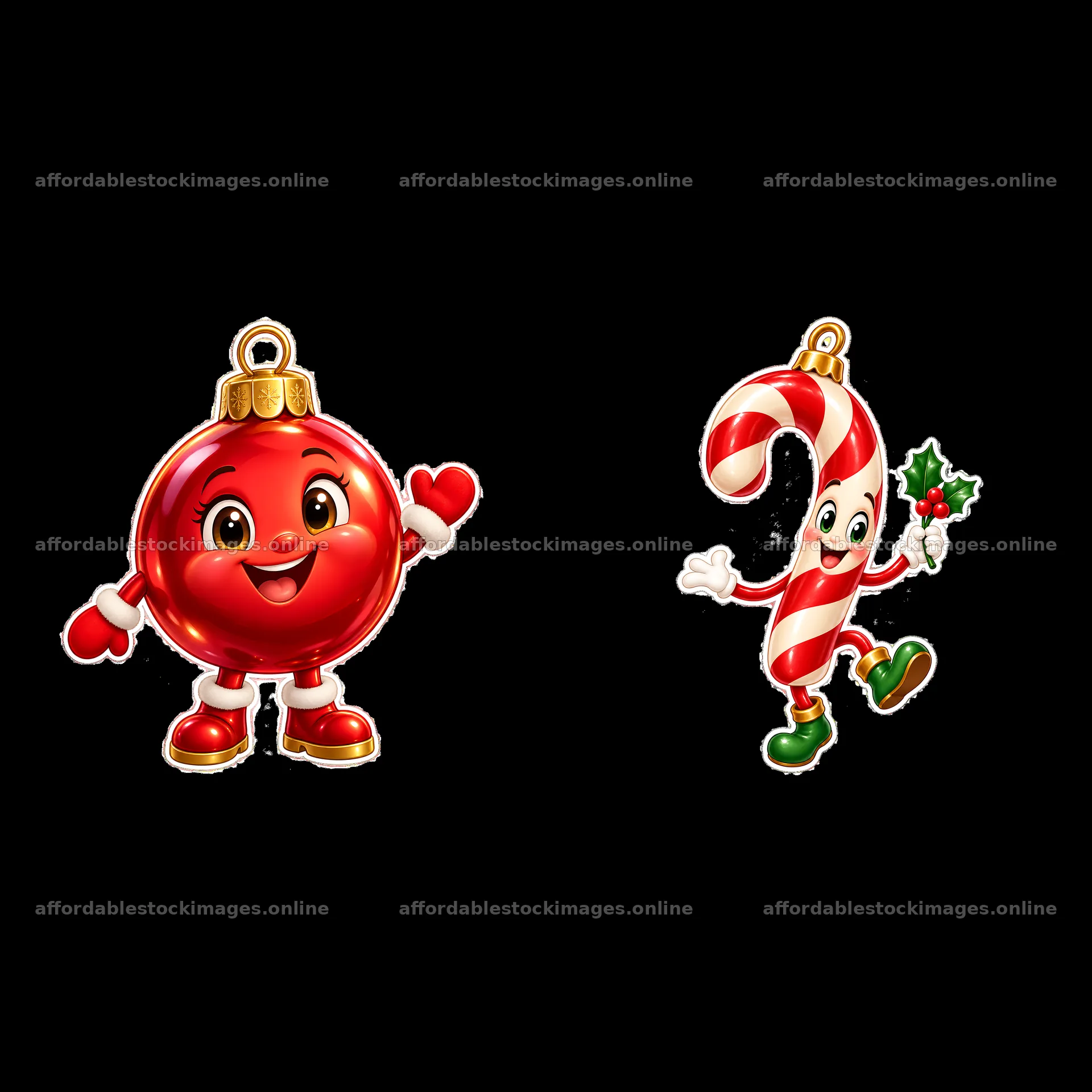 Two isolated cartoon figure stickers – stock images 7746x7746