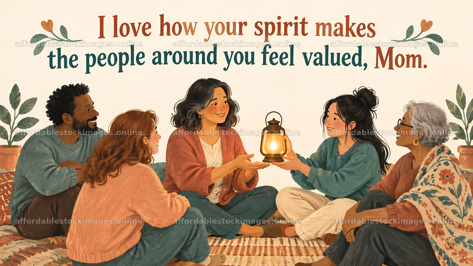 Illustrated Family Greeting for Mom – stock images 10324x5812