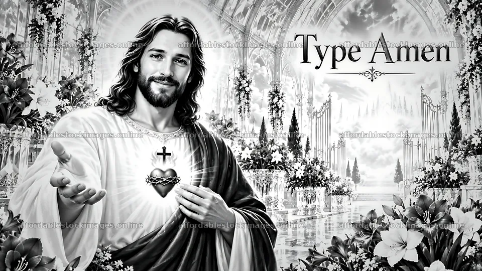 Jesus offering a message in Amaryllis Crystal Hall – stock images 10580x5954