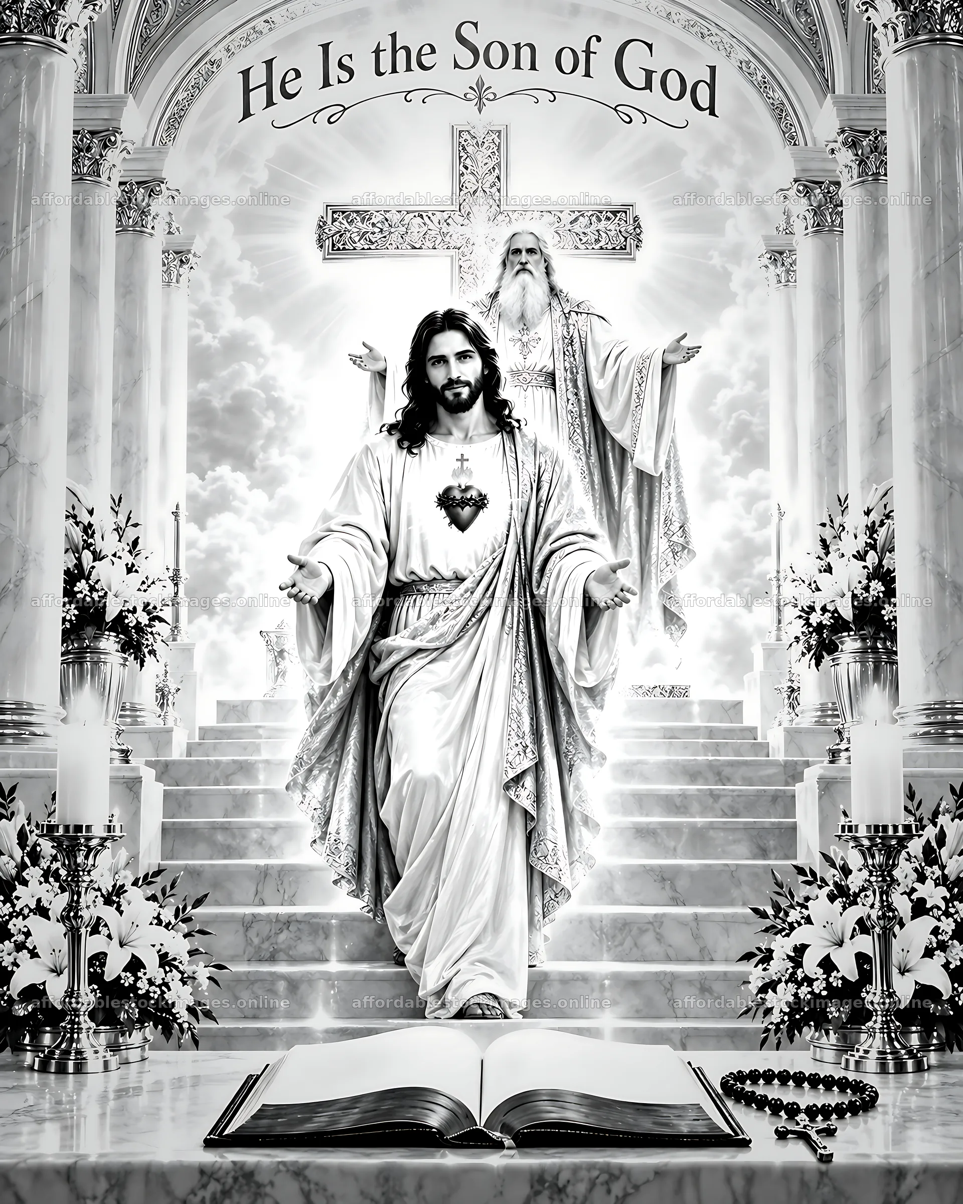 Father's palace of light with jesus and god – stock images 7100x8872