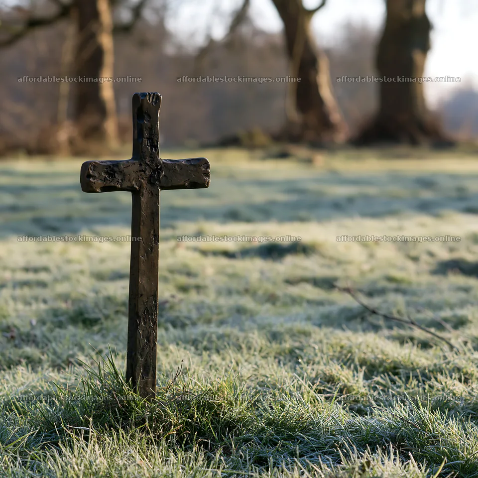 Bronze Christian cross in a Christmas meadow – stock images 7938x7938