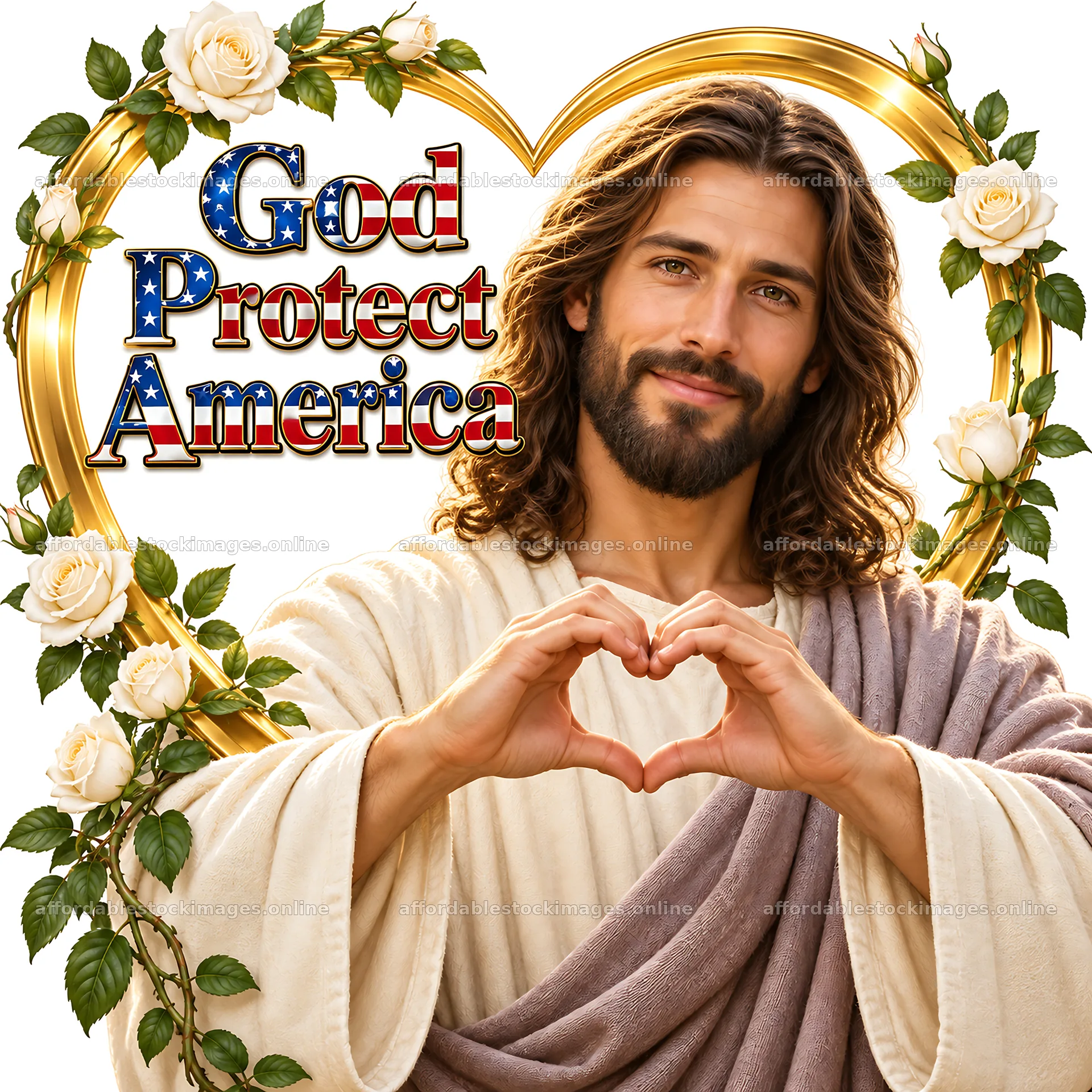 Jesus Christ forming a heart shape with hands in America – stock images 7746x7746