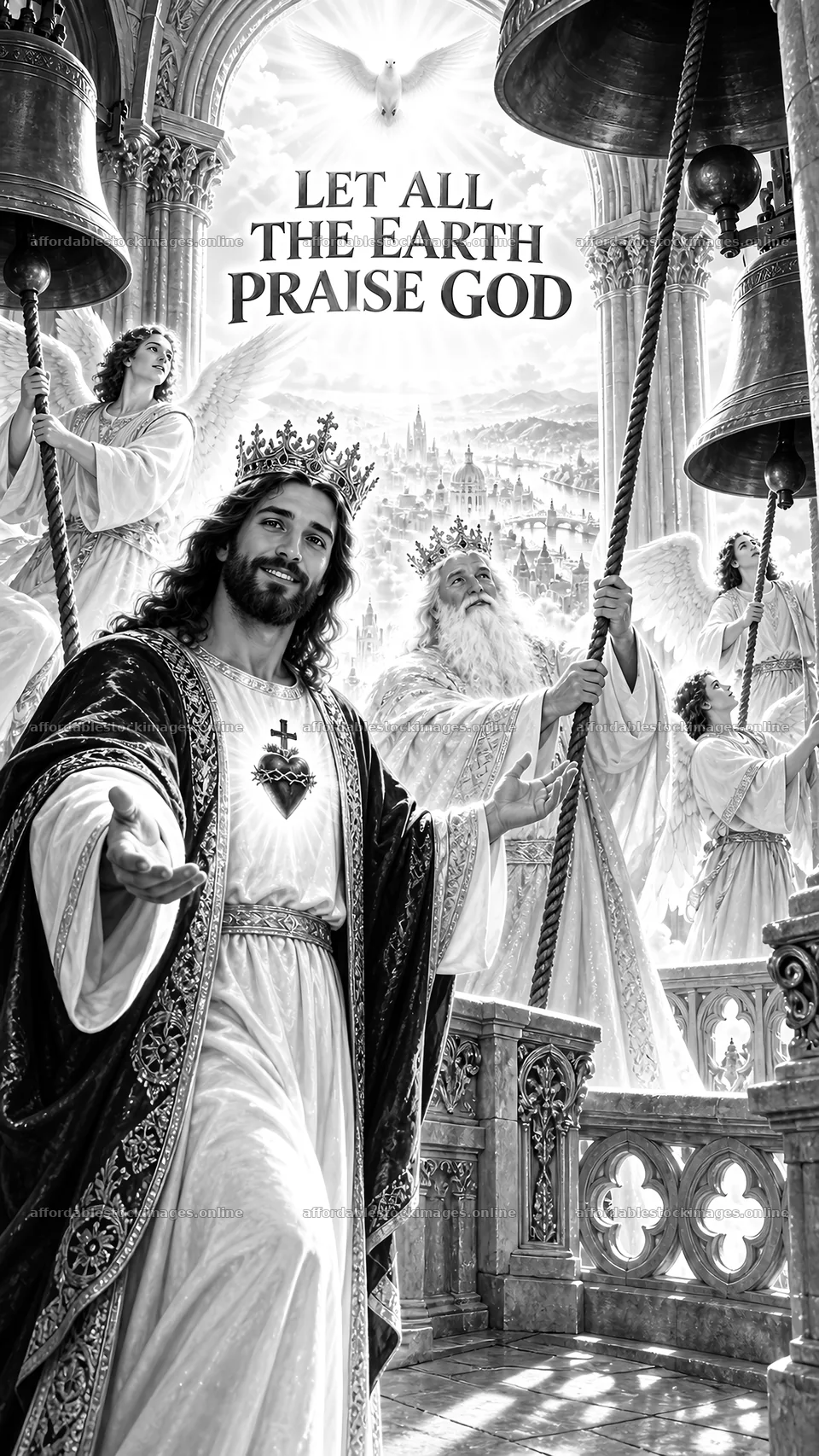 Jesus Christ welcoming all to praise God – stock images 5811x10326