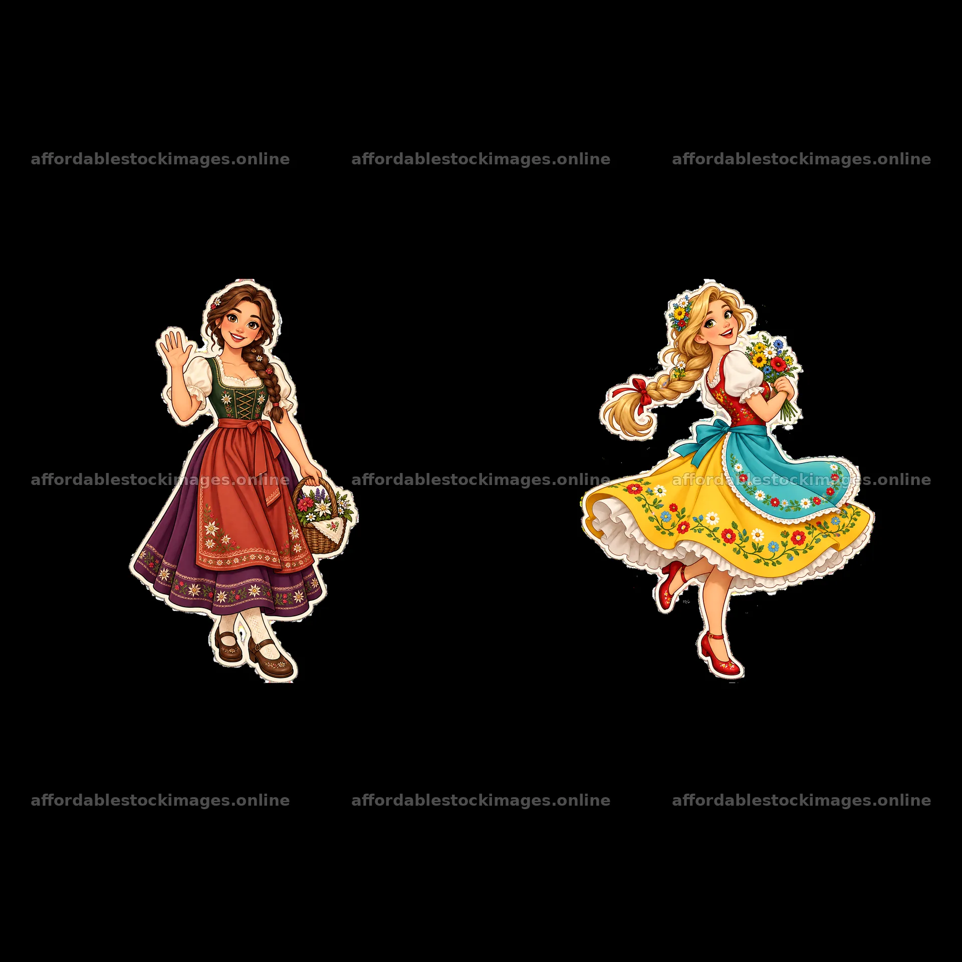 Women in traditional folk dress with flowers – stock images 7746x7746