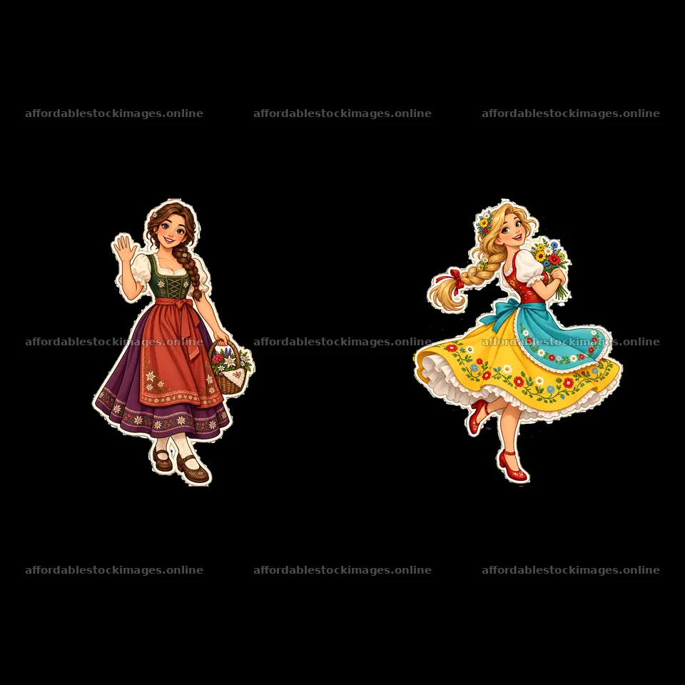 Women in traditional folk dress with flowers – stock images 7746x7746