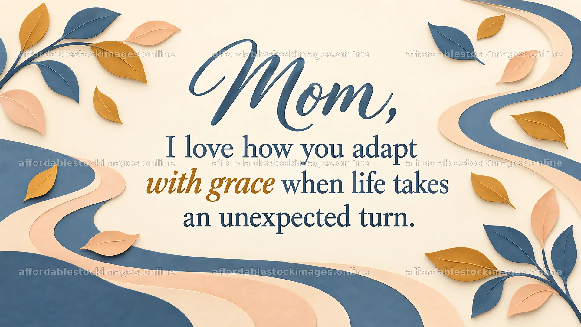 Mom Greeting with Flowing Botanical Borders – stock images 10324x5812