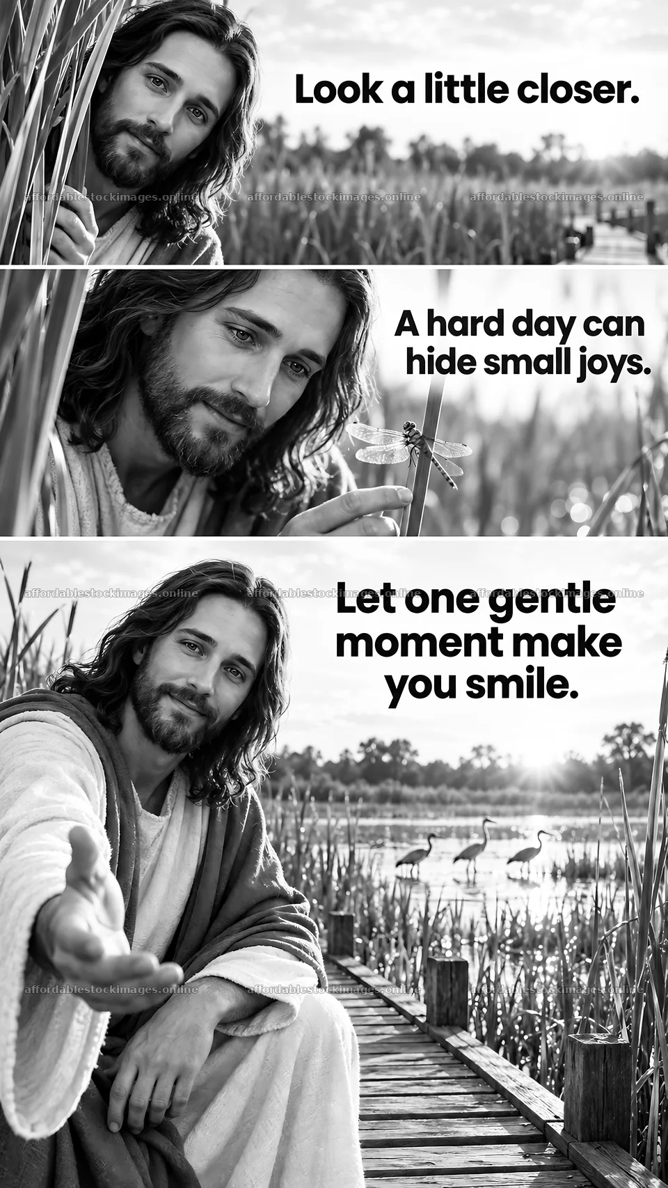 Jesus Christ offering comfort during a hard day – stock images 5811x10326