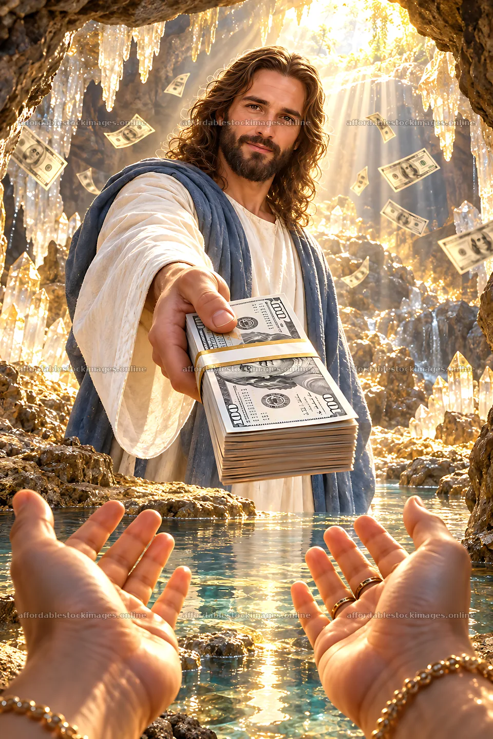 Handing money in The Crystal Grotto – stock images 6480x9722