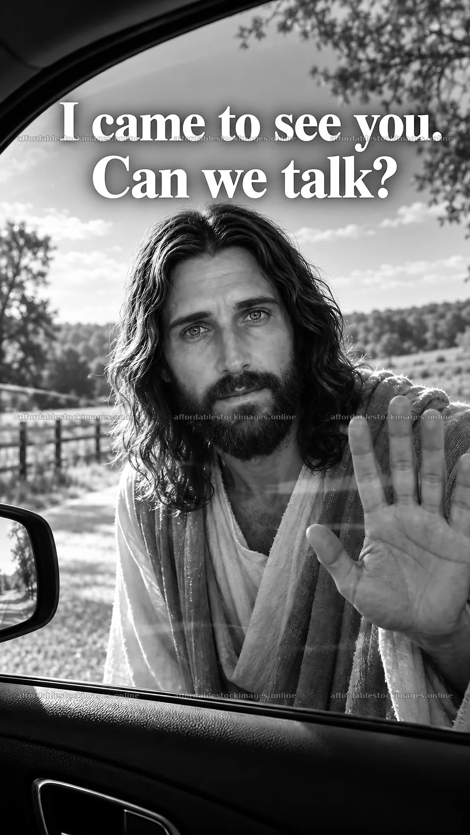Jesus Christ offering comfort and a conversation – stock images 5811x10326