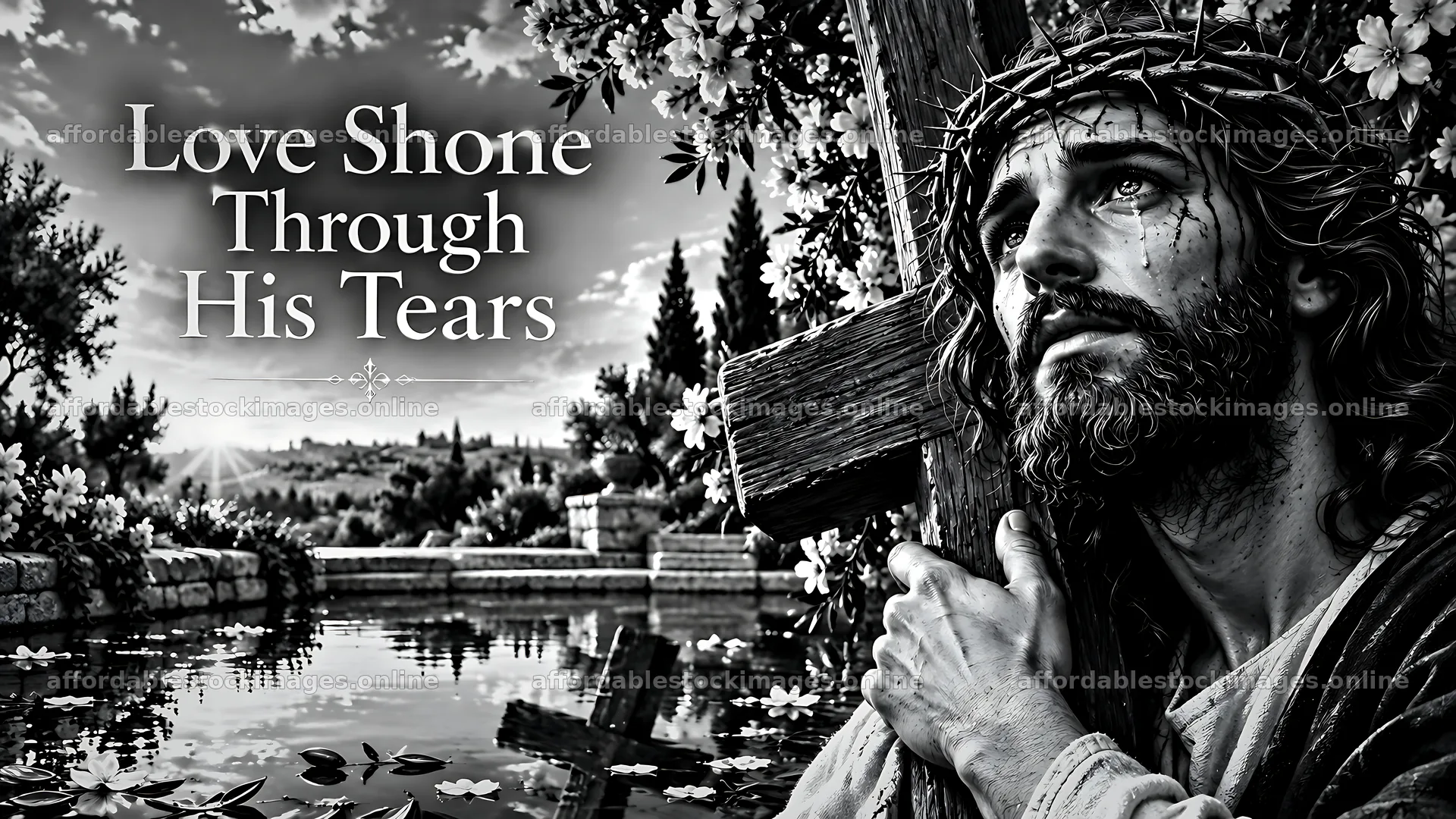 Love shone through his tears in a dark setting – stock images 10580x5954