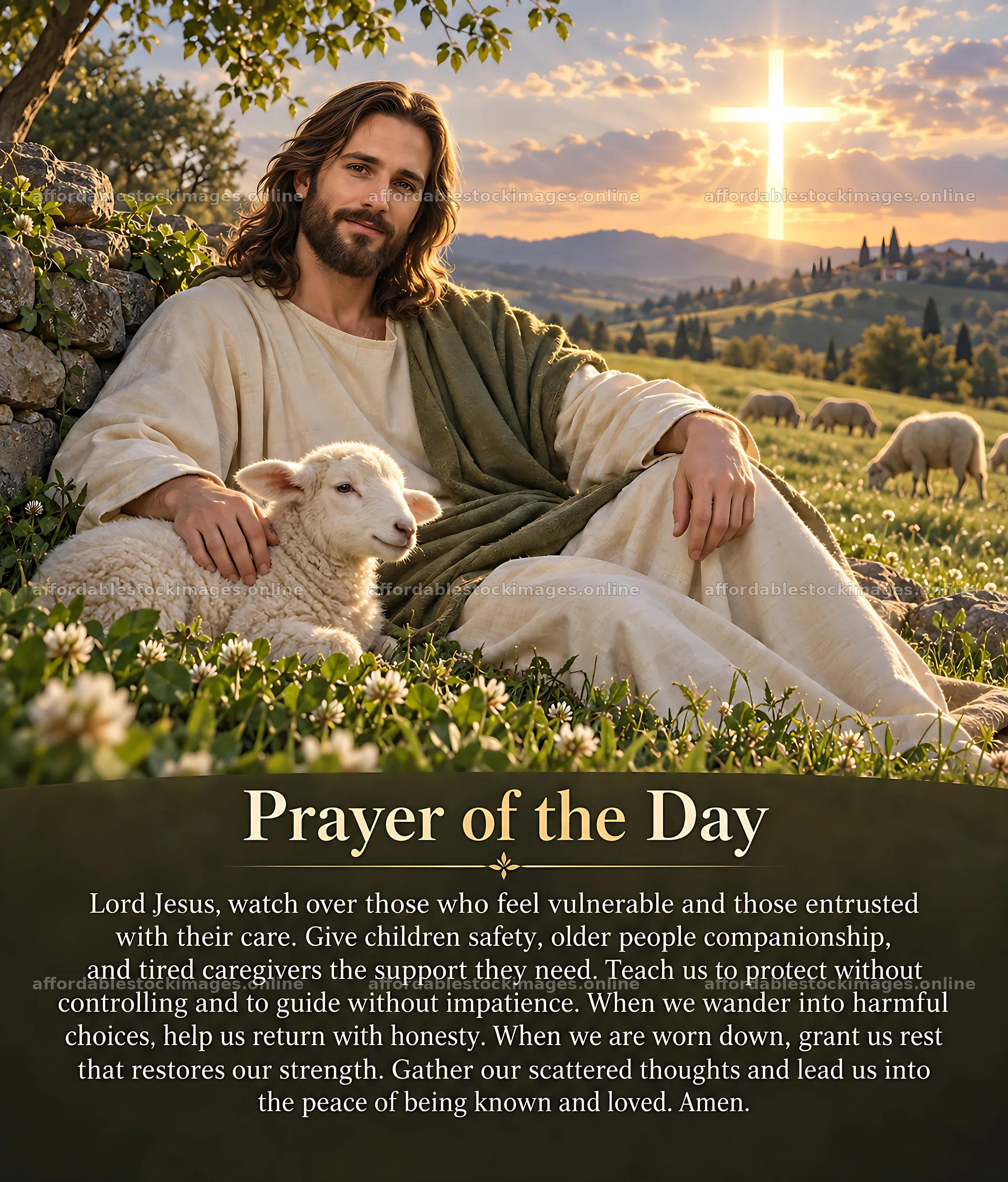Rest in the Shepherd's Field at sunset with sheep nearby – stock images 7330x8596