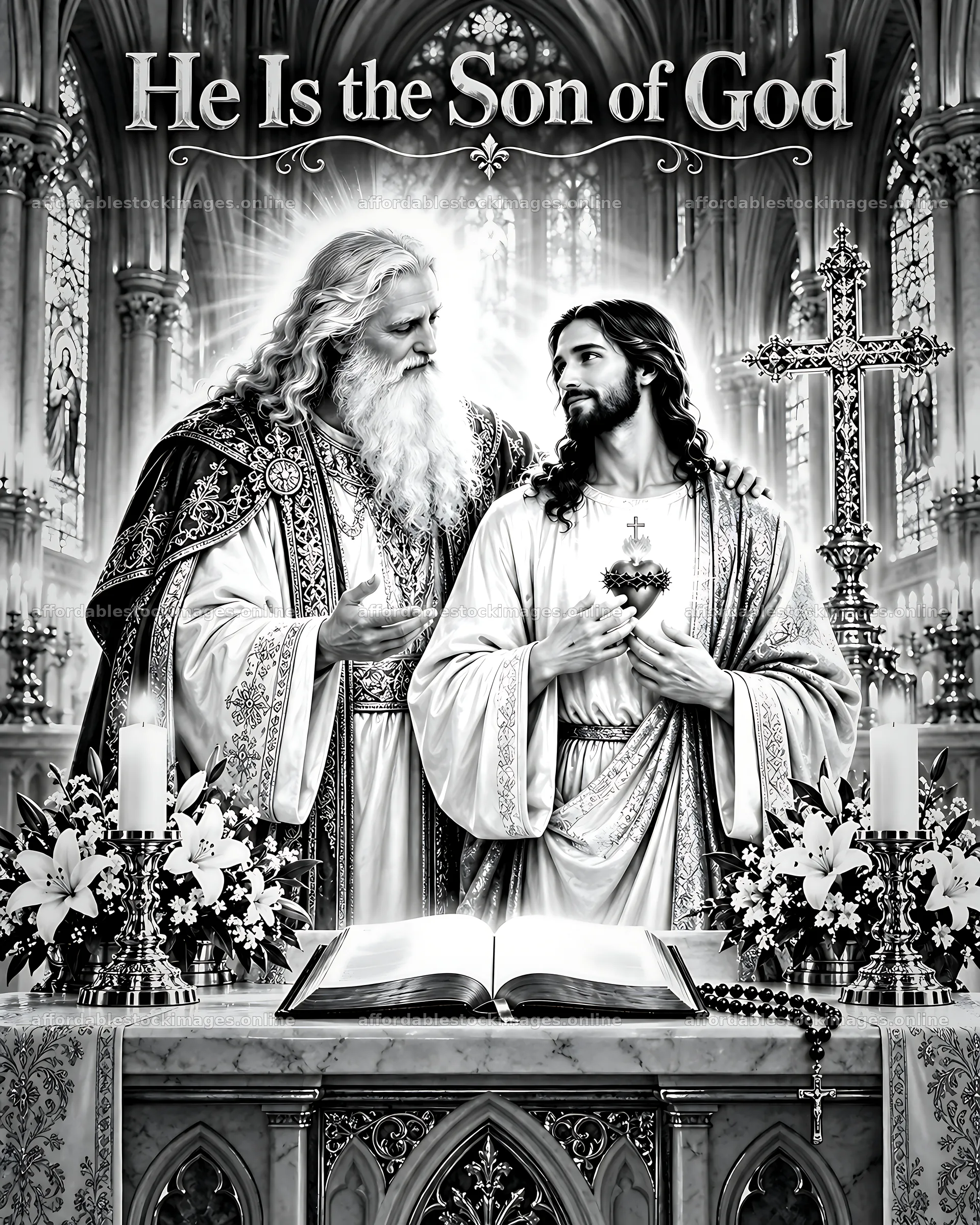 Father and son in cathedral blessing – stock images 7100x8872