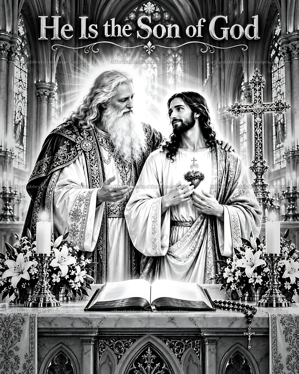 Father and son in cathedral blessing – stock images 7100x8872