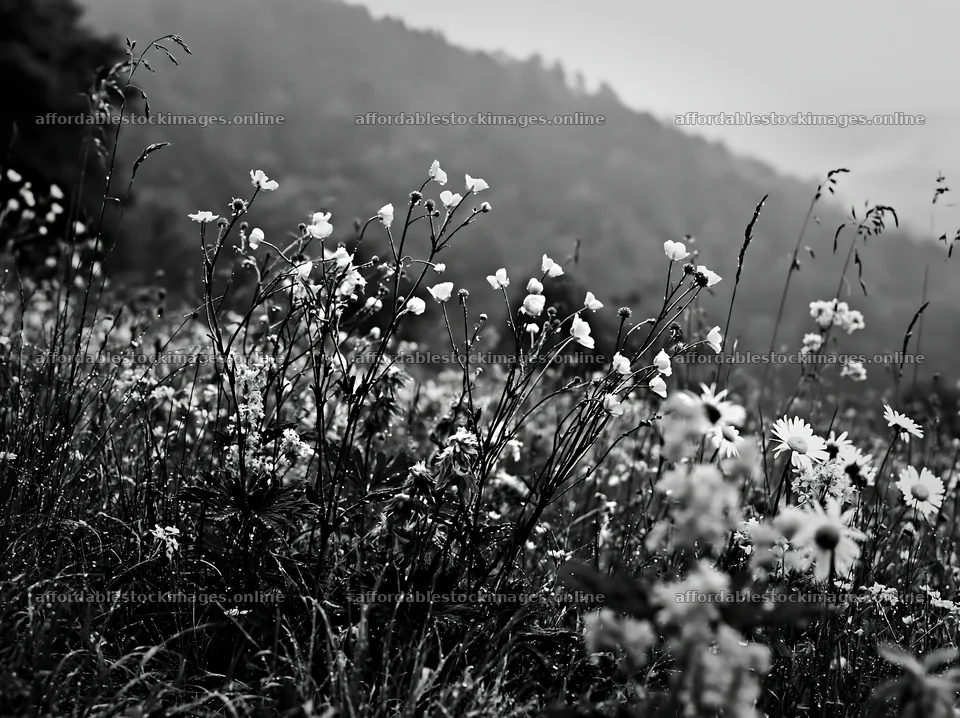 Colorful buttercup meadow with flowers and hills in background – stock images 9174x6866