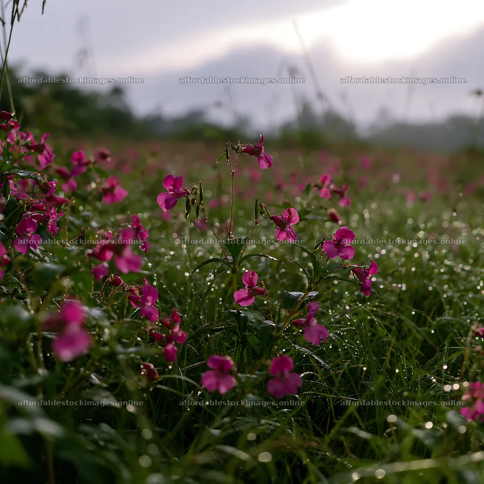 Kochi meadow with beaded grasses during monsoon rain – stock images 7938x7938