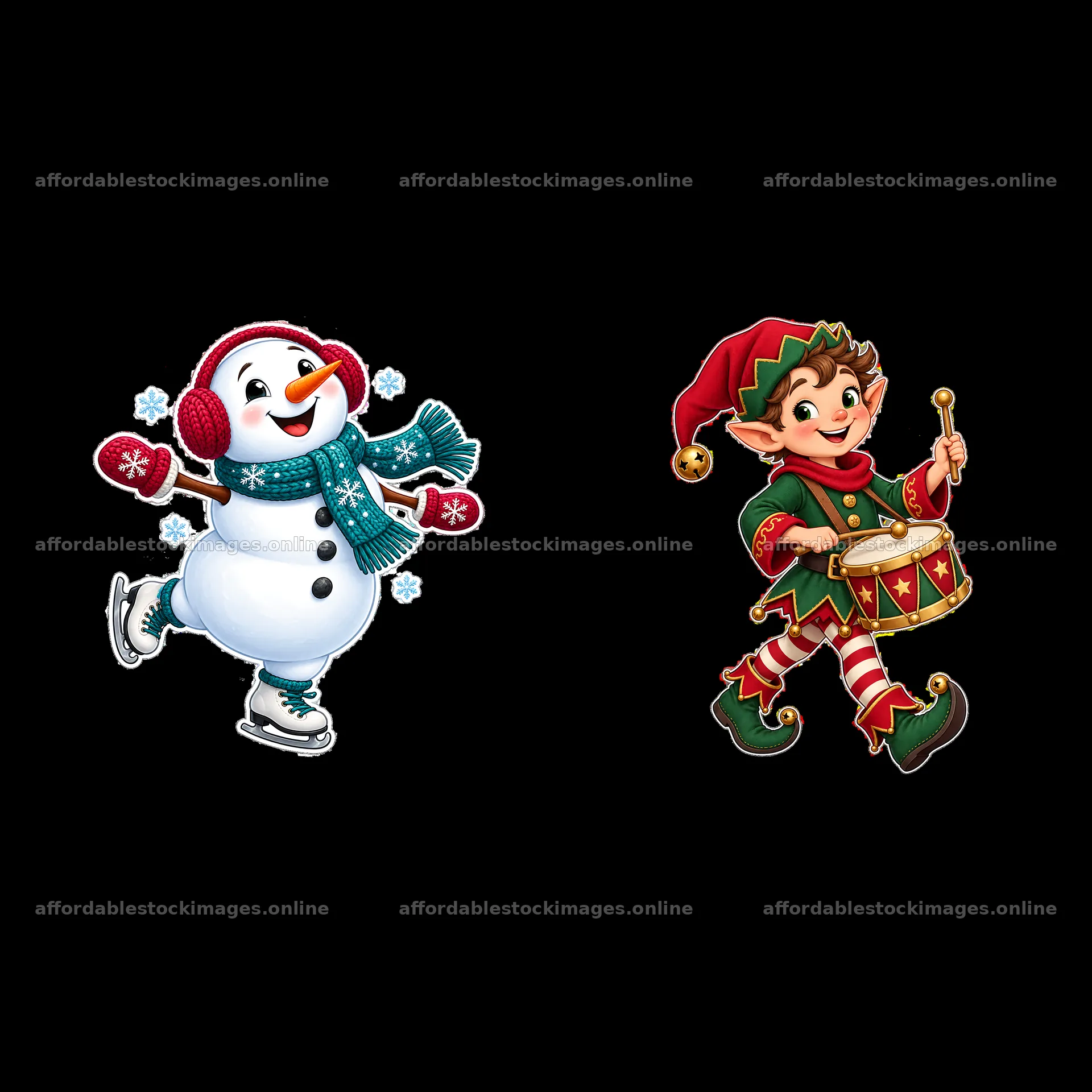 Two isolated cartoon figure stickers – stock images 7746x7746