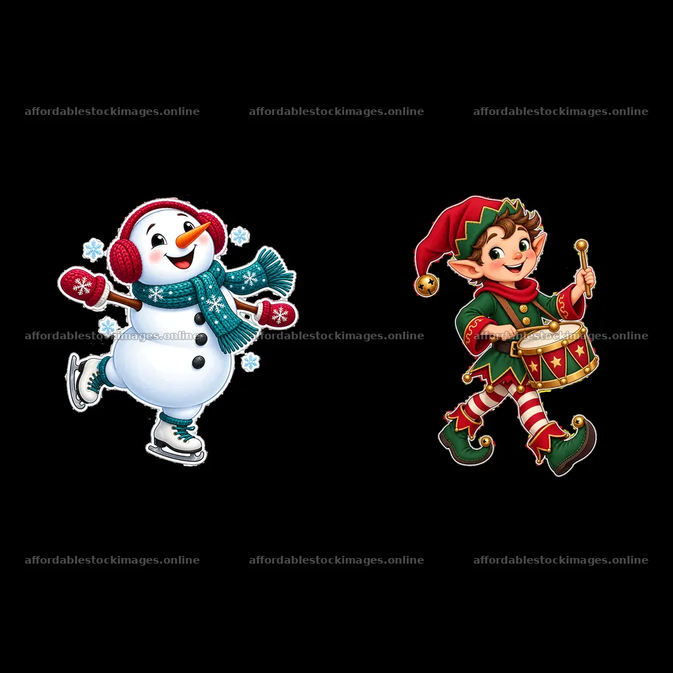 Two isolated cartoon figure stickers – stock images 7746x7746