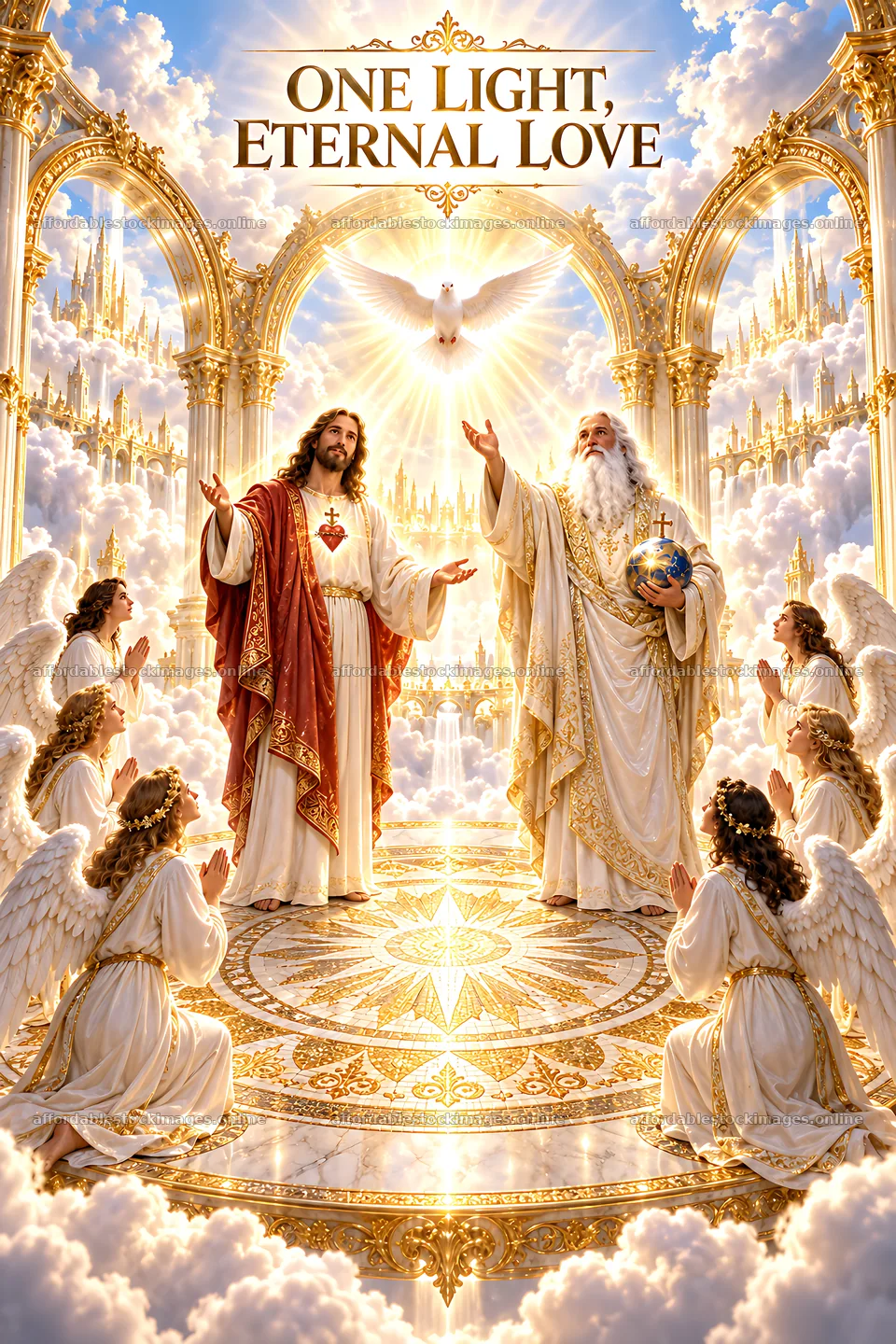 One light eternal love with angels and divine figures – stock images 6480x9722