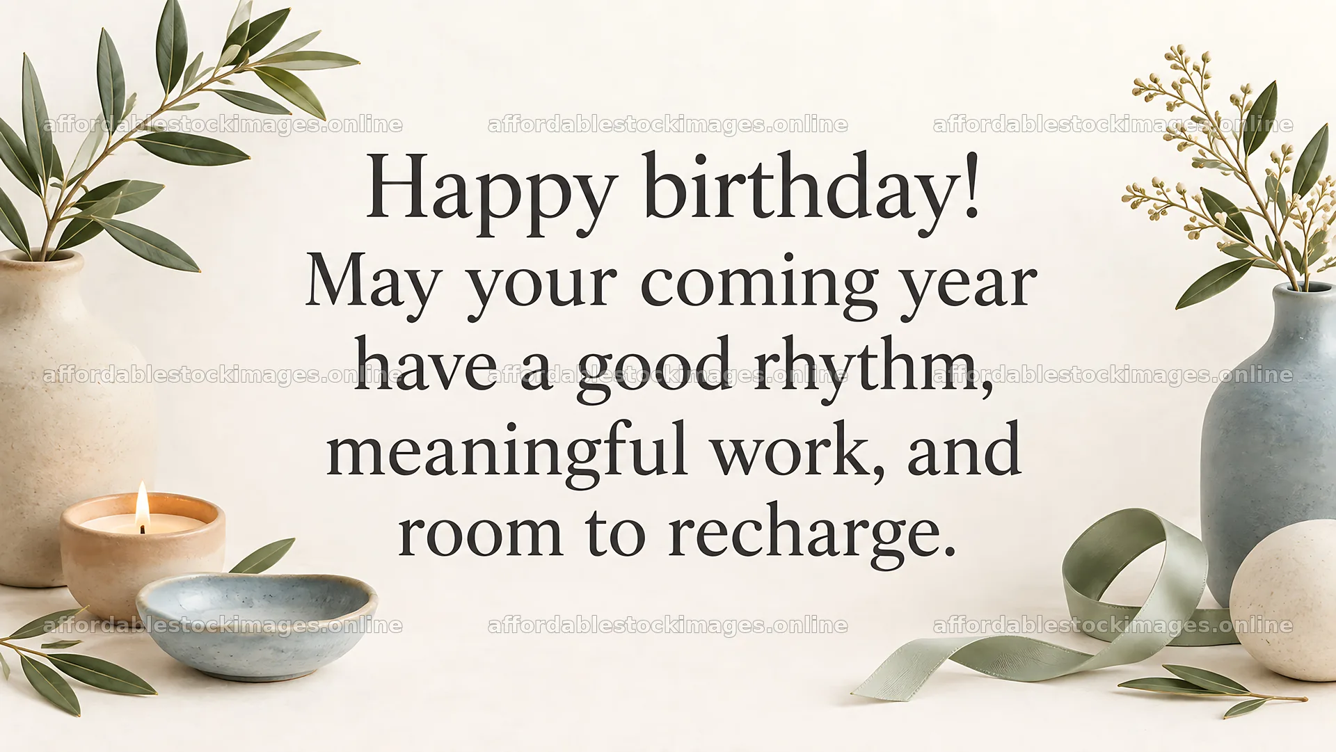 Botanical Birthday Card with Thoughtful Wishes – stock images 10324x5812