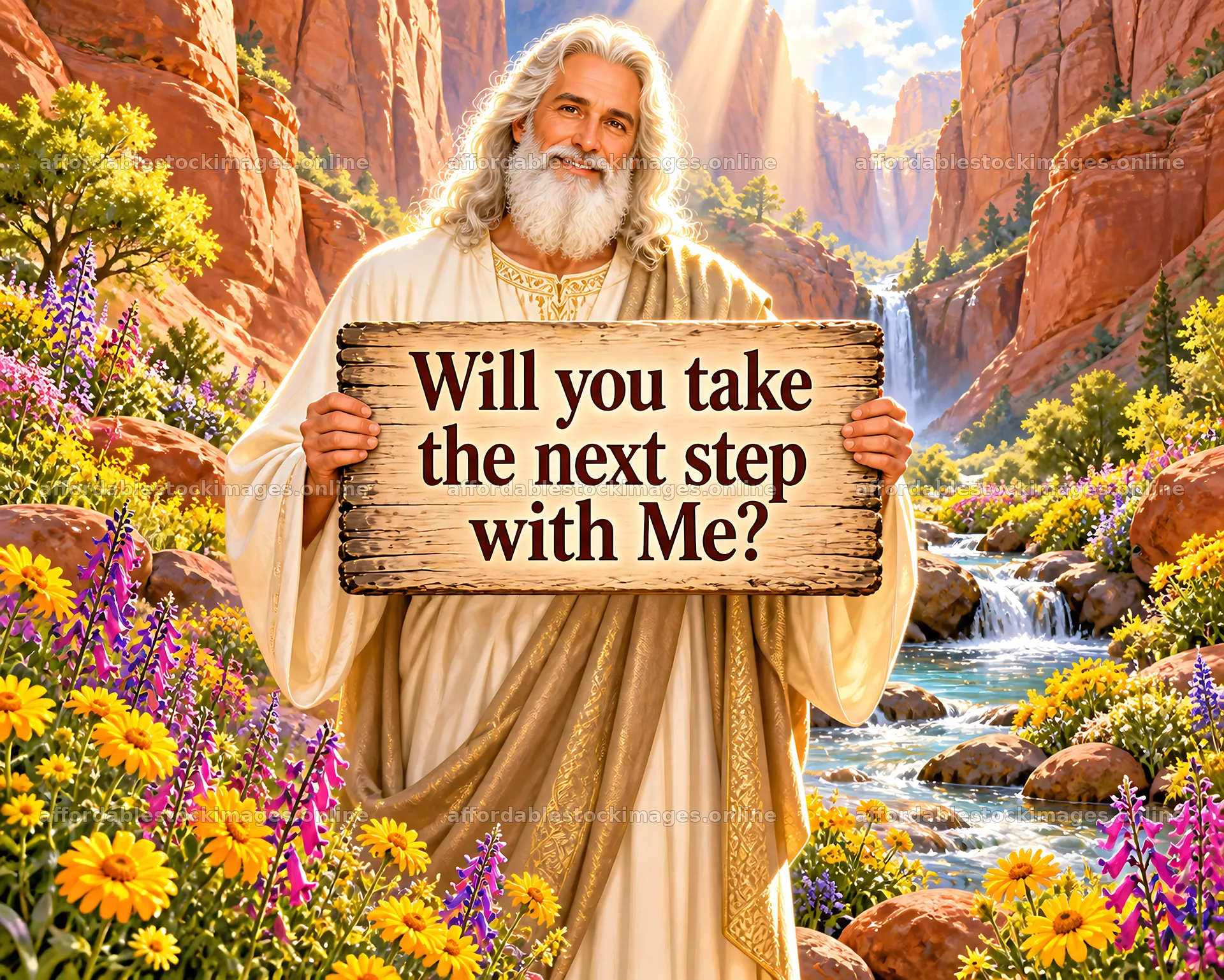 Jesus Christ inviting to take the next step with Me – stock images 8659x6930