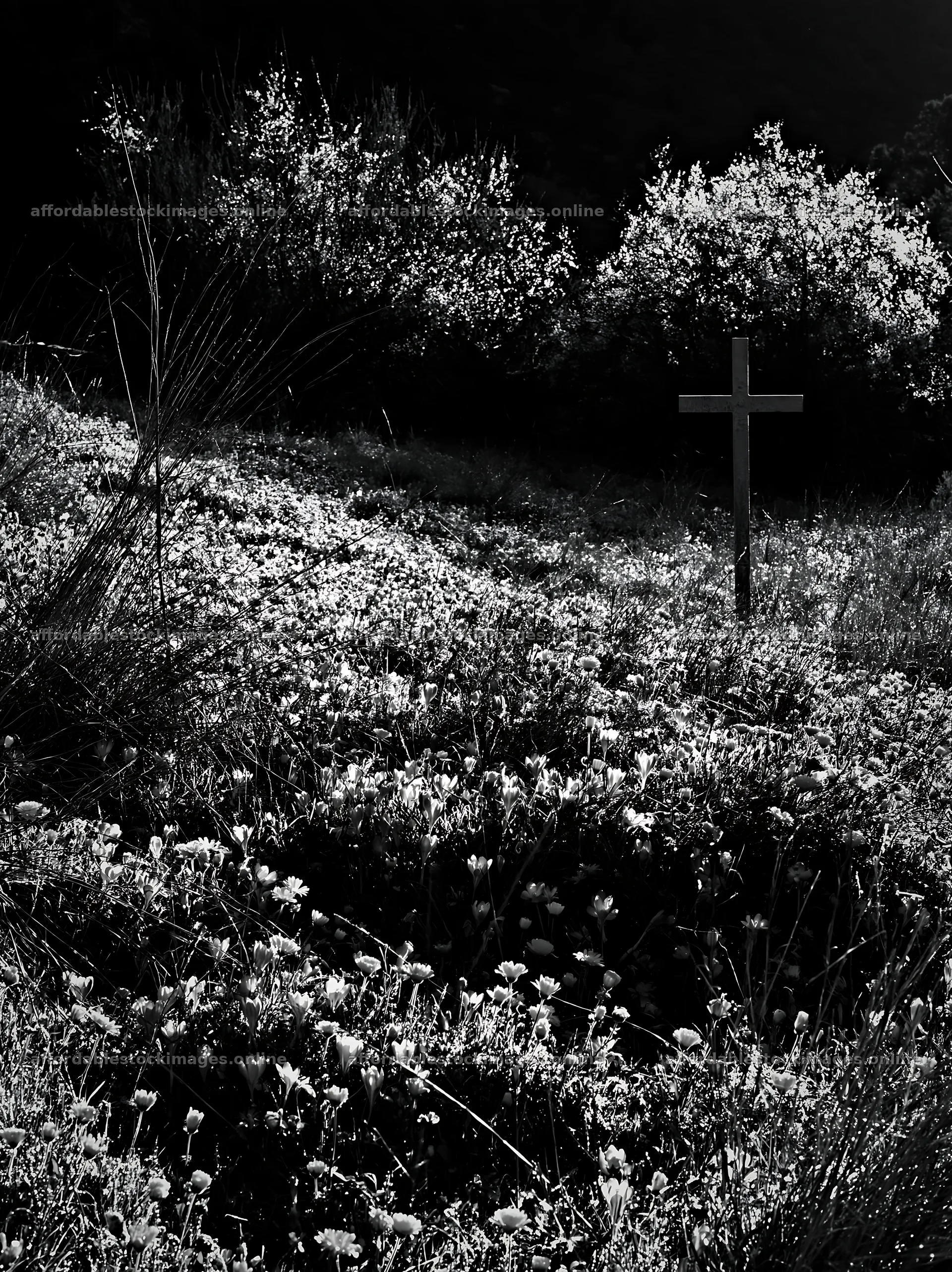 Christian cross in a winter meadow with surrounding grasses – stock images 6866x9174